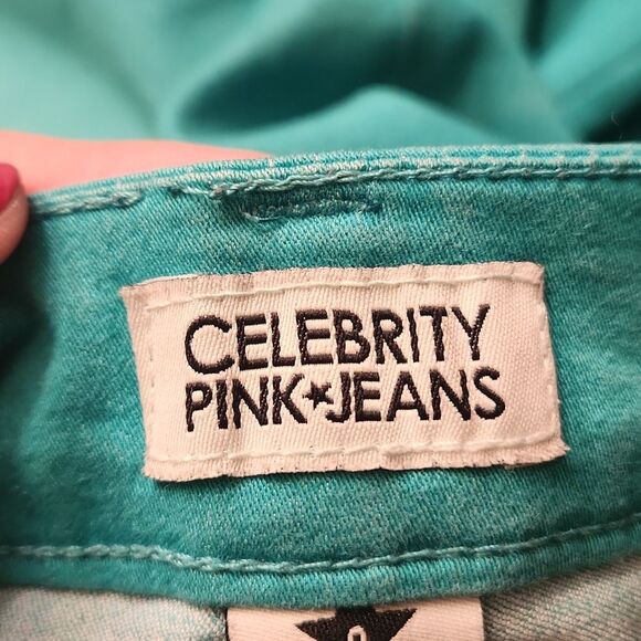Celebrity Pink Jeans Turquoise Low-Rise Skinny Jeans Size 9 US 8 - Picture 6 of 7